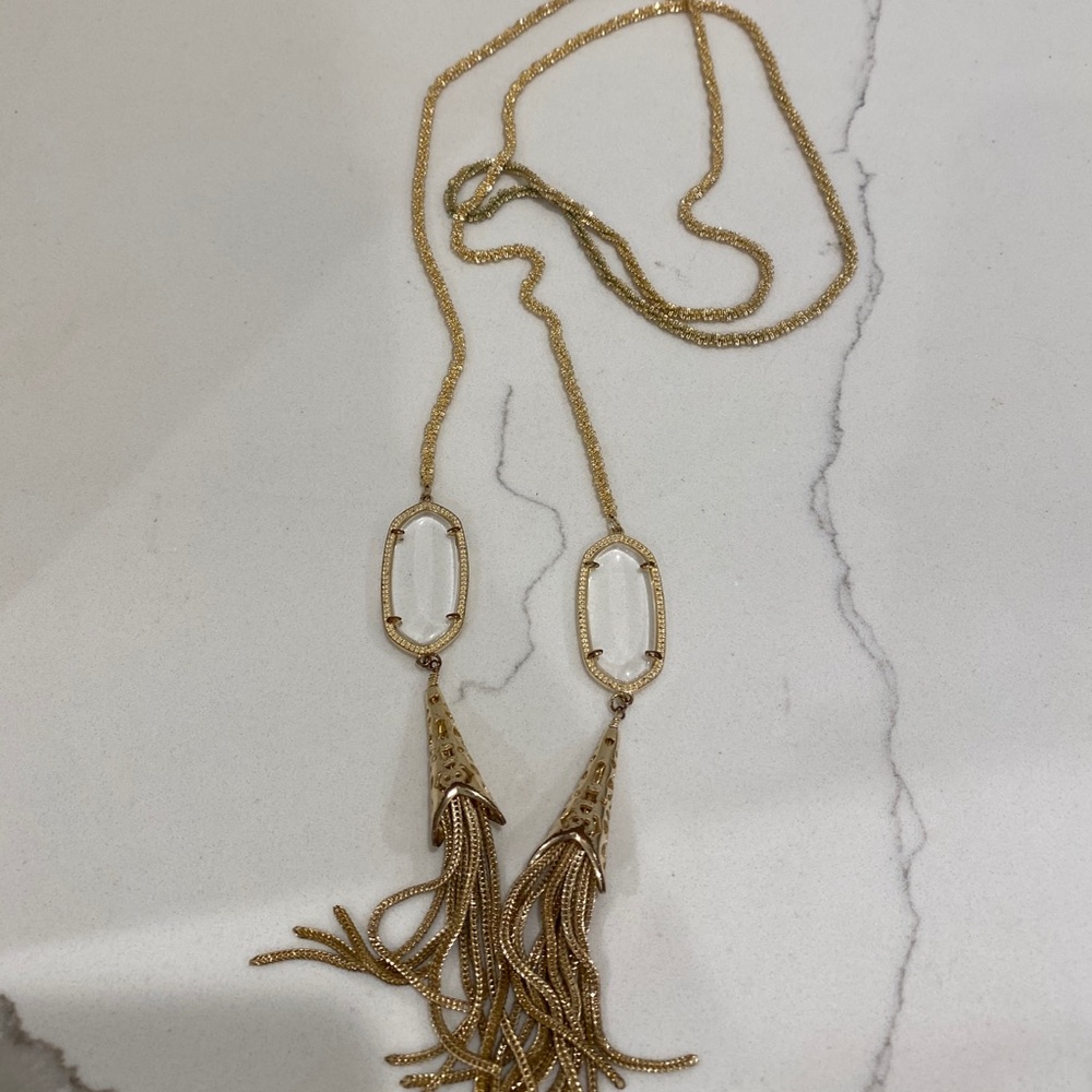 Kendra Scott gold and clear stone necklace